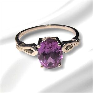 Lab Grown Alexandrite & Sterling Silver Solitaire Ring